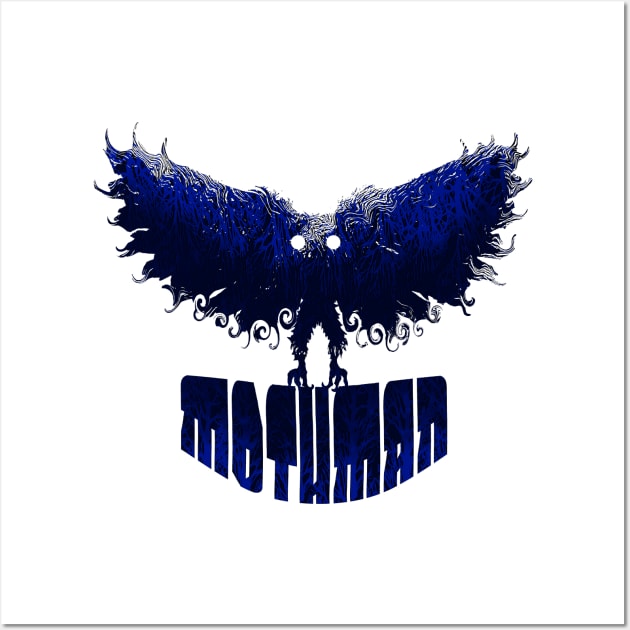 Mothman West Virginia Wing Humanoid Moth Retro Vintage Blue Wall Art by National Cryptid Society